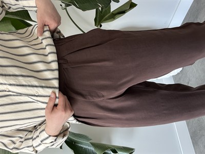 Keps Tensel Kumaş Boyfriend Pantolon Kahverengi