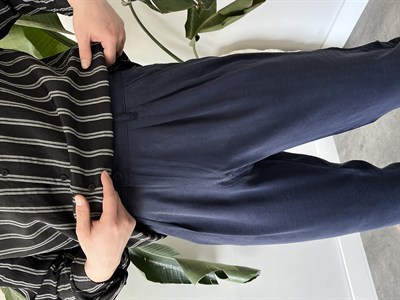 Keps Tensel Kumaş Boyfriend Pantolon Lacivert