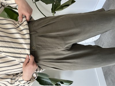 Keps Tensel Kumaş Boyfriend Pantolon Yeşil