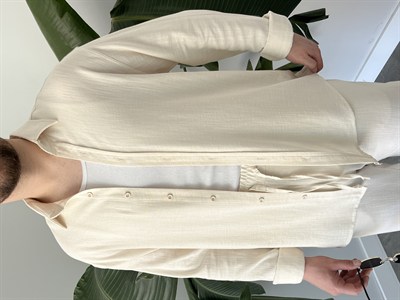 Krem Serra Keten Oversize Takım