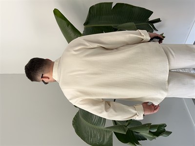 Krem Serra Keten Oversize Takım