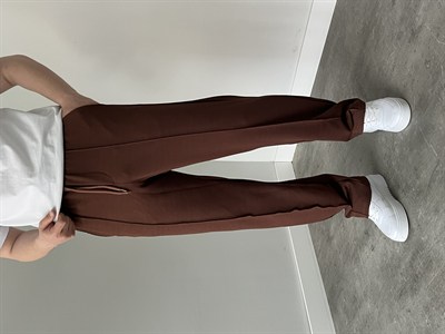 Krep Kumaş Baggy Pantolon Acı Kahve