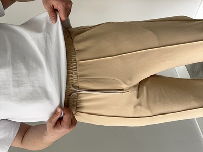 Krep Kumaş Baggy Pantolon Bej