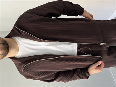 Oversize Fitilli Ceket Pantolon Kahverengi