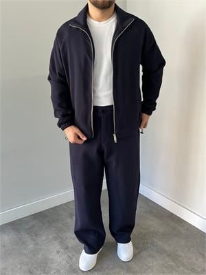 Oversize Fitilli Ceket Pantolon Lacivert