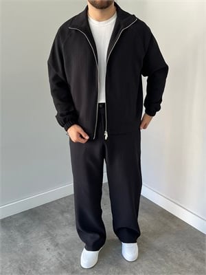 Oversize Fitilli Ceket Pantolon Siyah