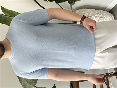 Pirinç Örgülü Basic Triko Bebek Mavisi