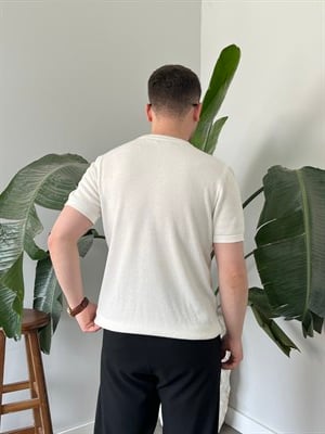 Pirinç Örgülü Basic Triko Beyaz