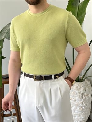 Pirinç Örgülü Basic Triko Kelly Yeşili