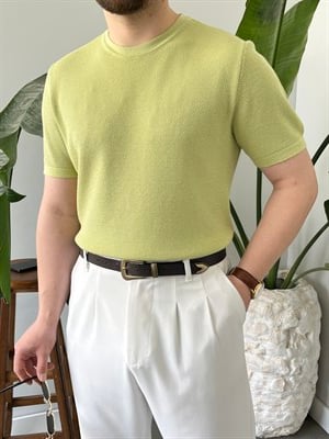 Pirinç Örgülü Basic Triko Kelly Yeşili