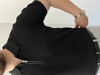 Premium Dokulu Fermuar Detay Triko Tişört Siyah