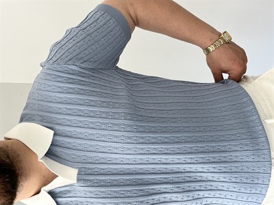 Premium Dokulu Hemşire Yaka Triko Tişört Bebe Mavisi