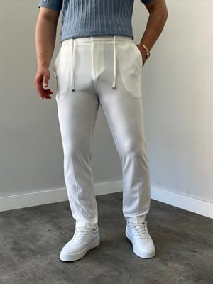 Premium Rahat Kalıp Beyaz   Kumaş Pantolon