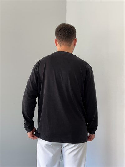 Premium Yıkamalı Oysho Kumaş Sweat Siyah
