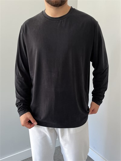 Premium Yıkamalı Oysho Kumaş Sweat Siyah