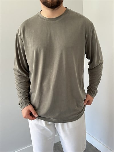 Premium Yıkamalı Oysho Kumaş Sweat Yeşil