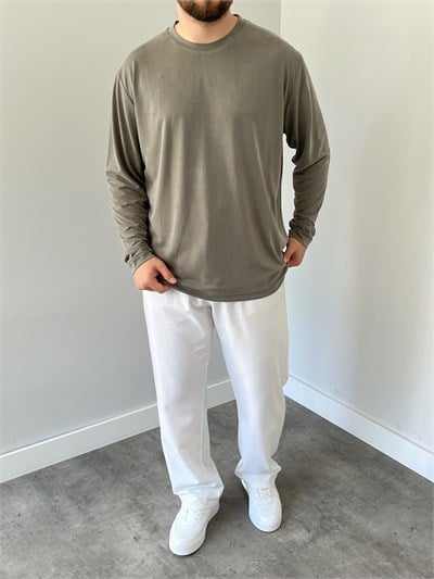 Premium Yıkamalı Oysho Kumaş Sweat Yeşil