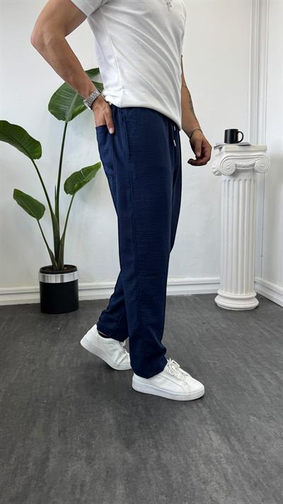 Regular Kalıp Keten Jogger Lacivert