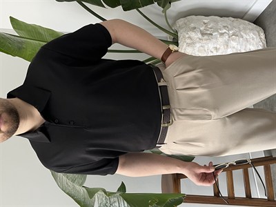 Siyah  Modal Kumaş Basic Tişört 