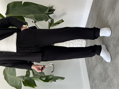 Siyah Serra Keten Oversize Takım