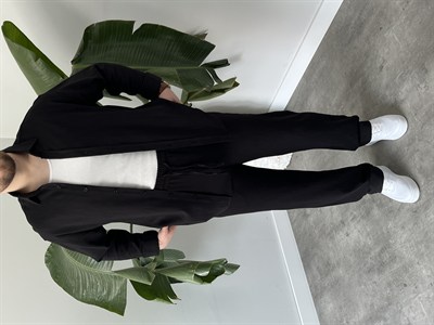 Siyah Serra Keten Oversize Takım