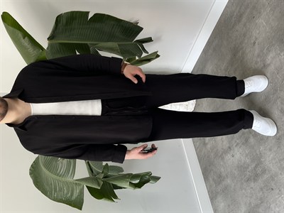 Siyah Serra Keten Oversize Takım