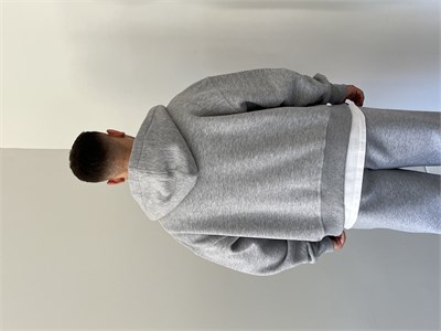 Üç İplik Şardonlu Oversize Eşofman Takımı Gri 
