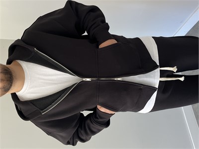 Üç İplik Şardonlu Oversize Eşofman Takımı Siyah
