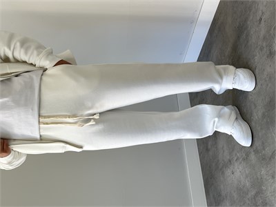 Üç İplik Şardonlu Oversize Eşofman Takımı Beyaz