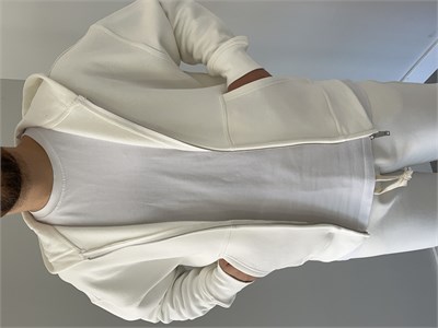 Üç İplik Şardonlu Oversize Eşofman Takımı Beyaz