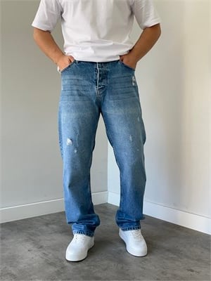 We 11 Baggy Jean Açık Mavi Eskitme Detaylı