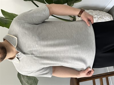 Yaka Detay Basic Gri  Tişört 