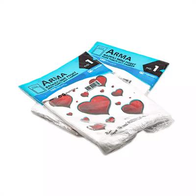 1 Nolu Renkli Baskılı Beyaz Takviyeli Poşet 22x33 cm - 50'li Paket