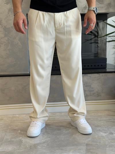 Erkek Baggy Kalıp Kumaş Pantolon Bej Eca002
