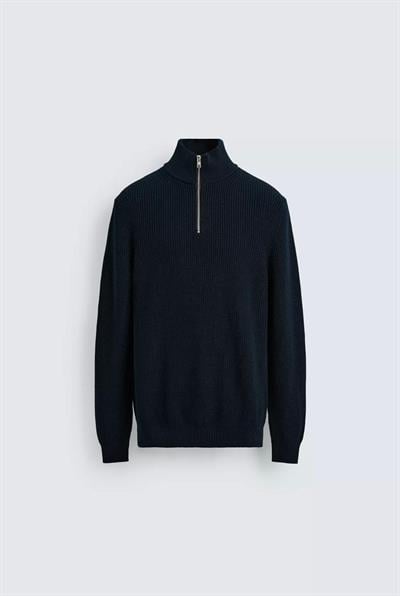 Erkek Regular Fit Ters Örgü Kazak Lacivert   Eca056