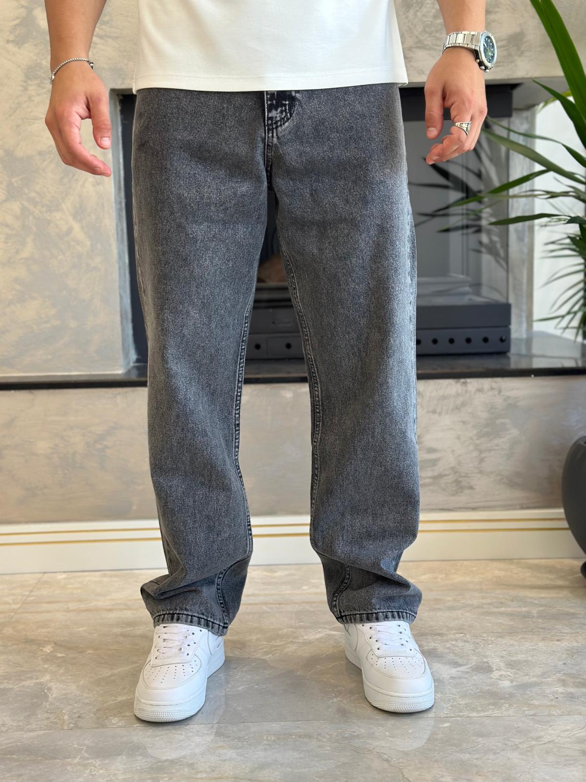 Erkek Baggy Kalıp Jean Pantolon Gri Eca039