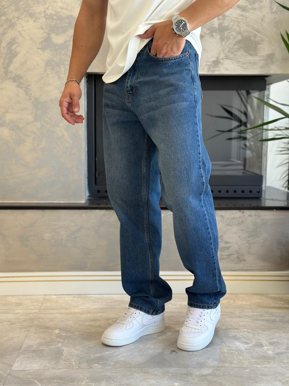 Erkek Baggy Kalıp Jean Pantolon Mavi Eca039 · 3