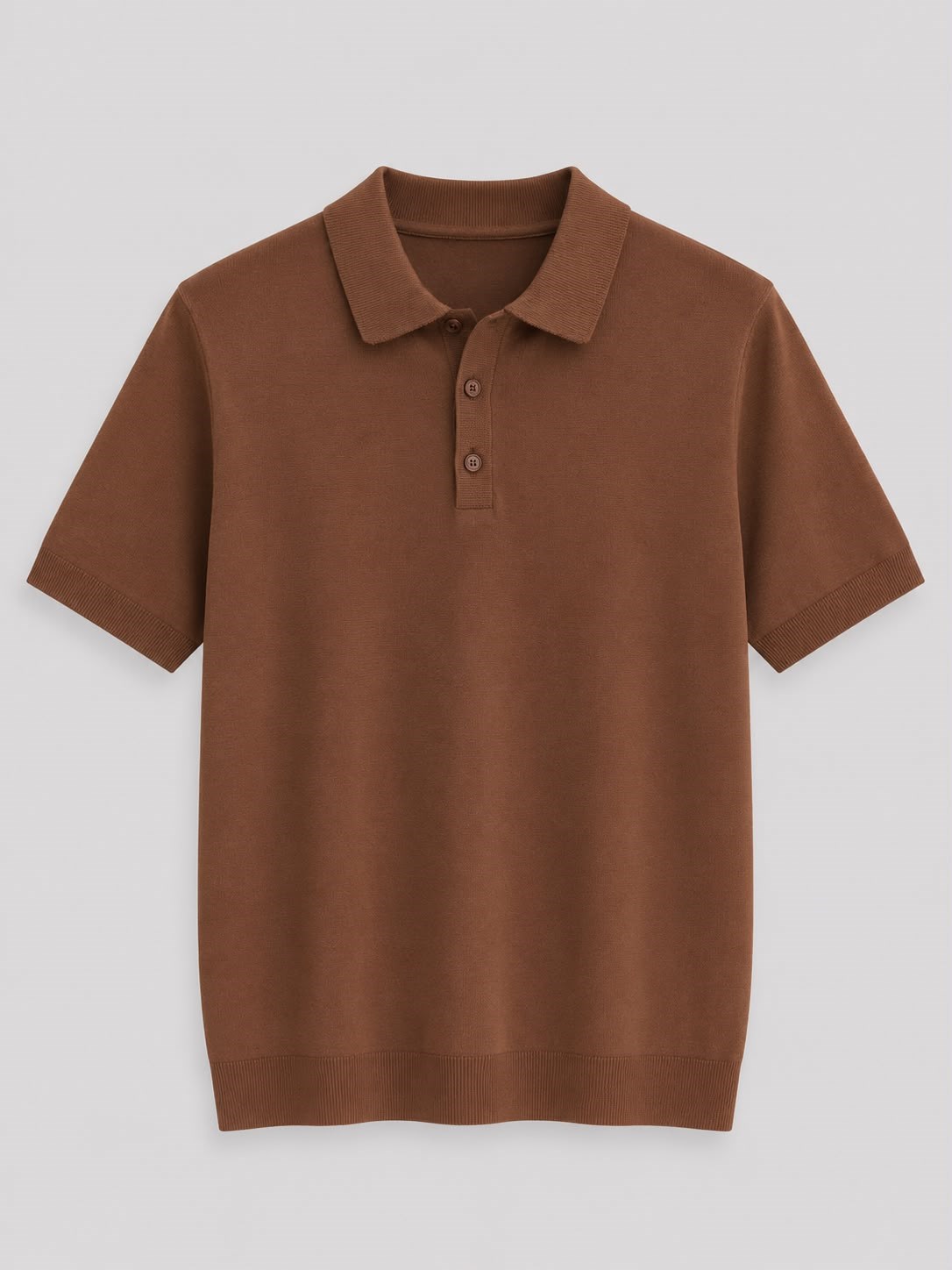 Erkek Düğme Kapama  İnce Triko Tshirt Acı Kahve  Eca083 · 2