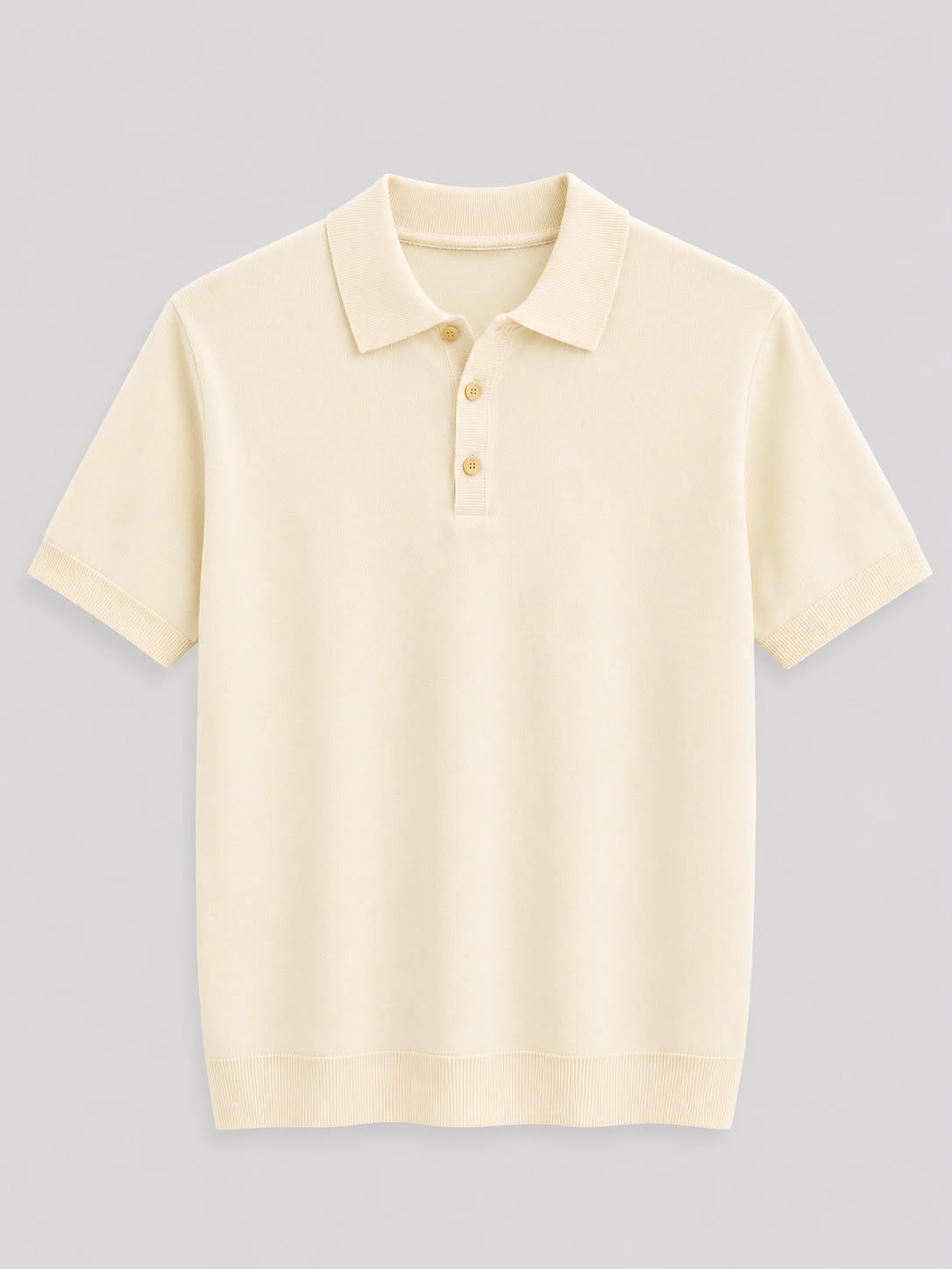 Erkek Düğme Kapama  İnce Triko Tshirt Tereyağ Sarı  Eca083 · 2