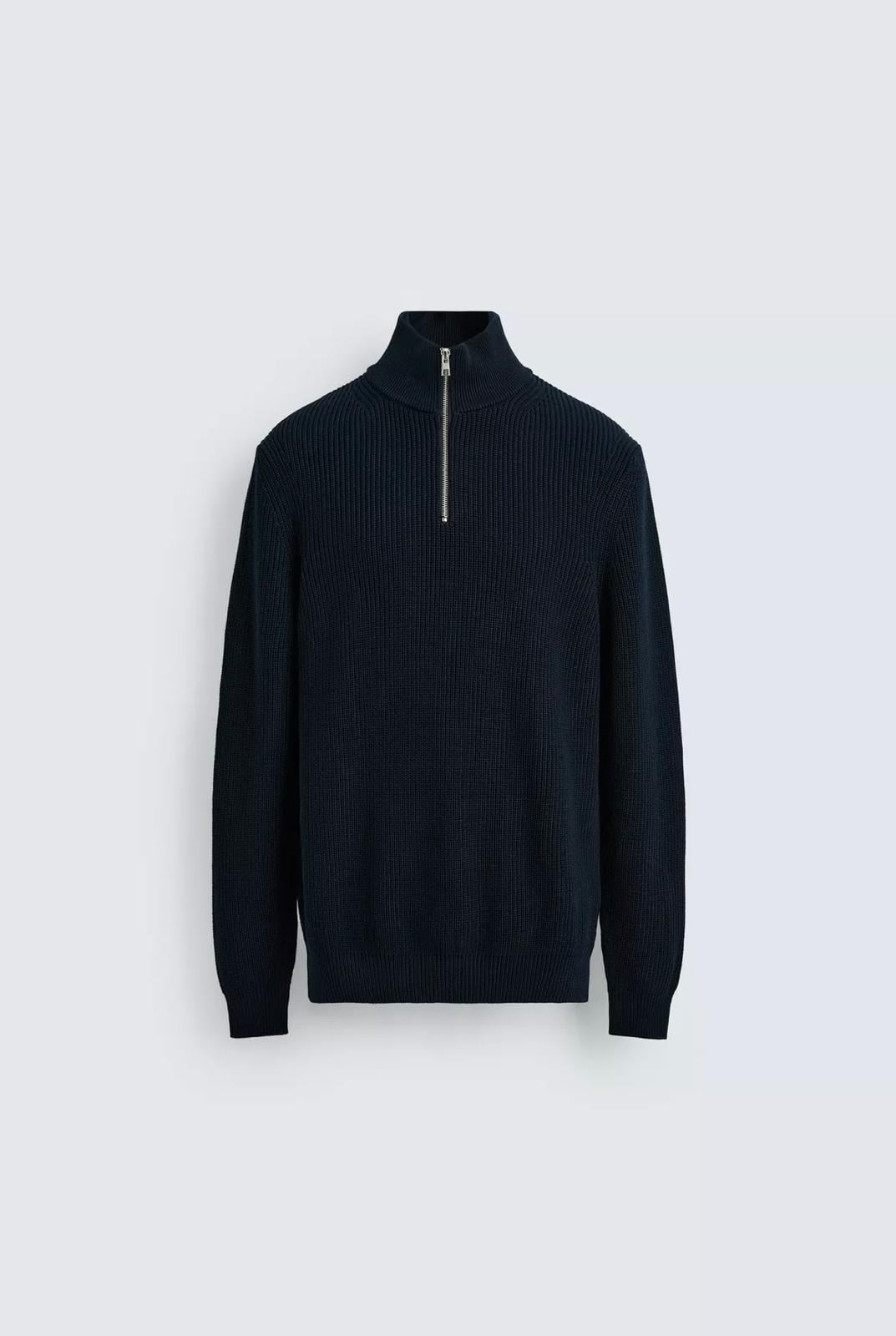 Erkek Regular Fit Ters Örgü Kazak Lacivert   Eca056