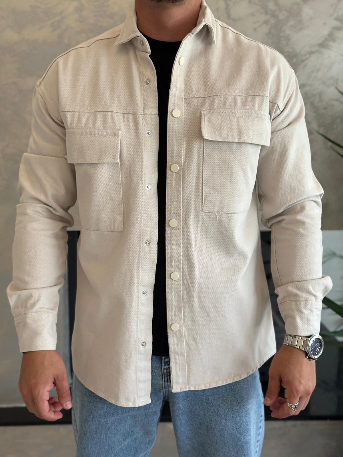 Erkek Regular Fit Uzun Ceket Bej Eca030