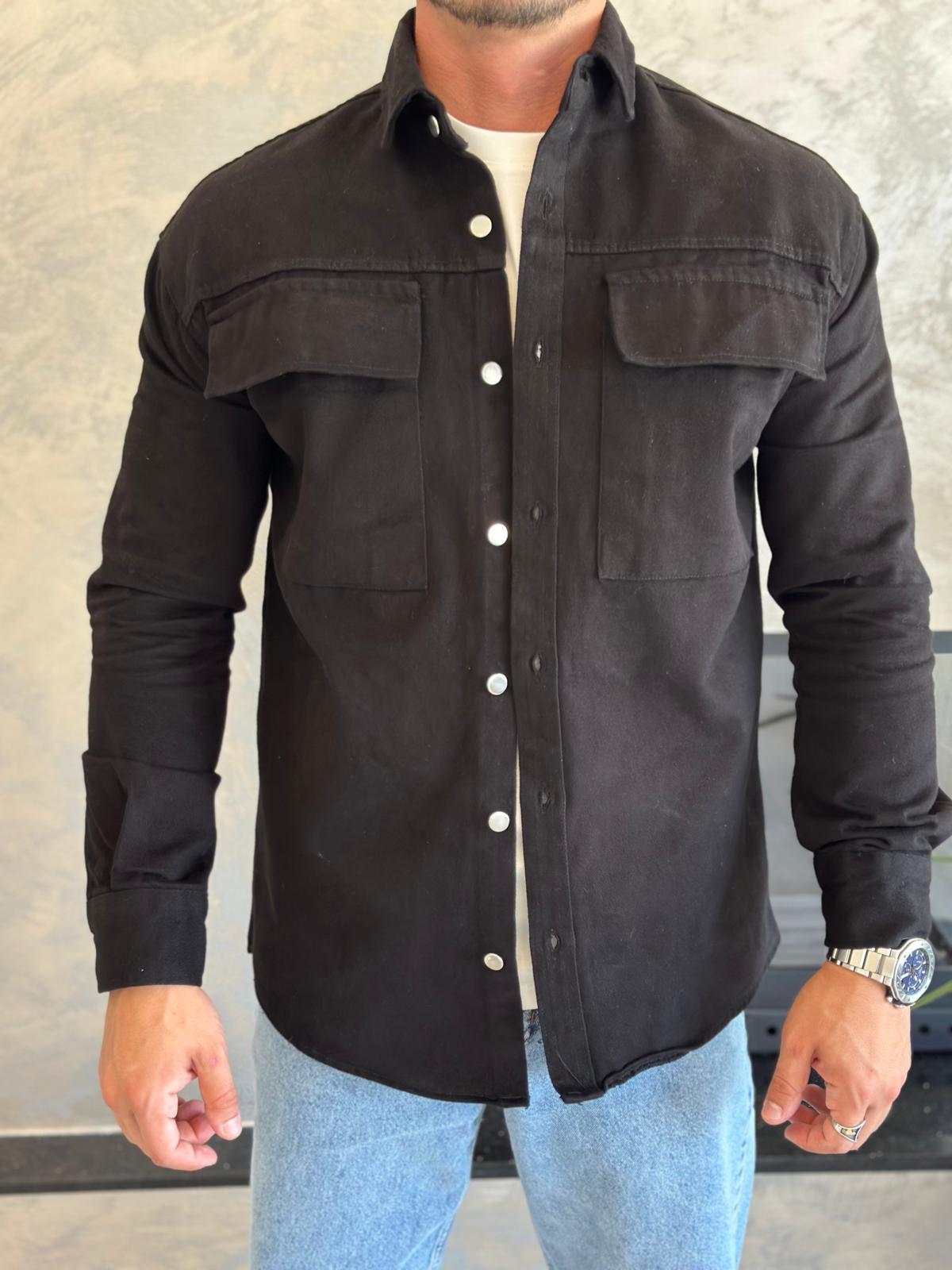 Erkek Regular Fit Uzun Ceket Siyah Eca030