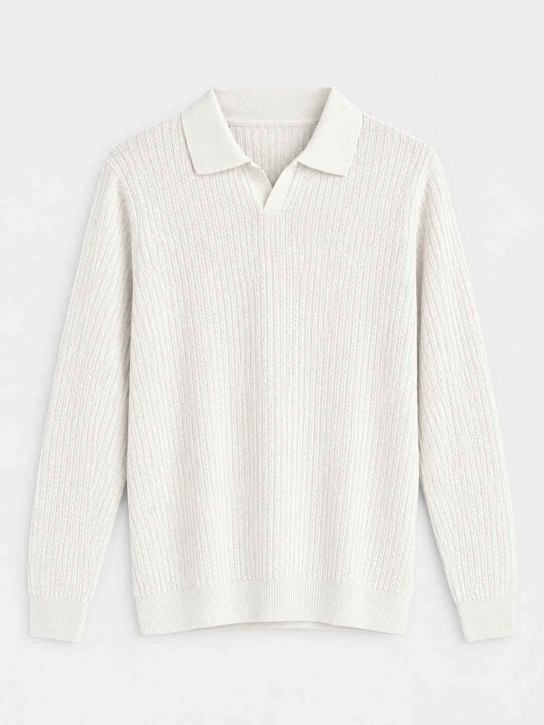Erkek Relaxed Fit  Kapamasız Polo Kazak Beyaz Eca092 · 5