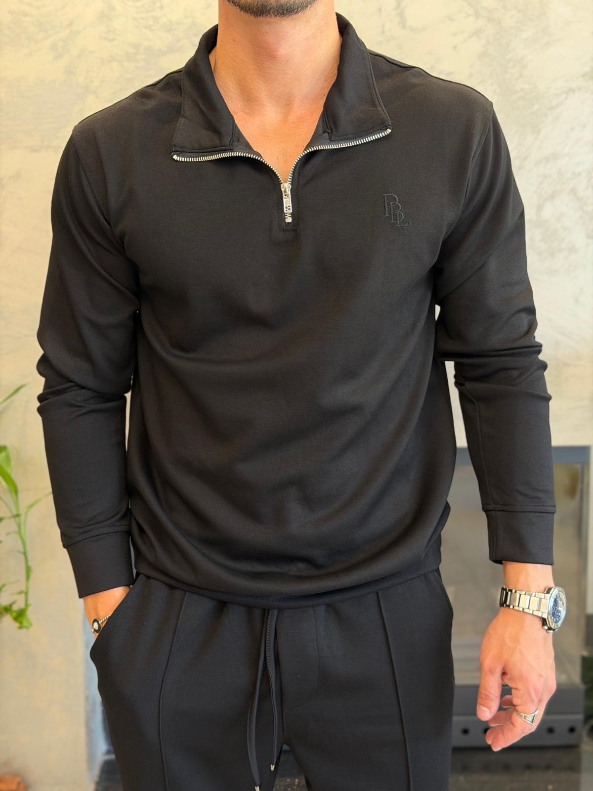 Erkek Slim Fit  Modal Kumaş Alt Üst Takım Siyah Eca094 · 5