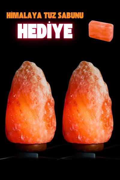 2 Adet- 3-4Kg Himalaya Kristal Kaya Tuzu Lambası+1.5 M Kablolu Açma-Kapama Düğmeli