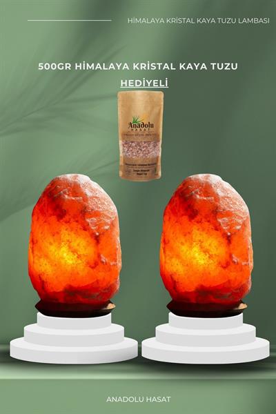 2 Adet4-6kg Himalaya Kaya Tuzu Lambası Kablo Ampul 500gr Himalaya Tuz Hediyeli