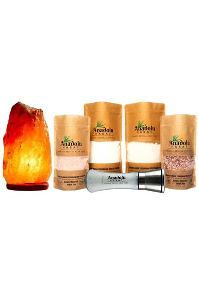 6Lı Set- Himlaya Tuz Lambası 4-5Kg-Çankırı Ve Himalaya Kristal Kaya Tuzu Ve Seramik Seti