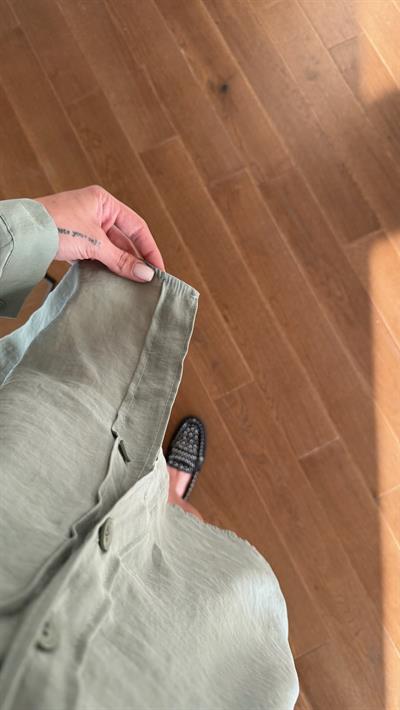 Çağla Yeşil Oversize Gömlek