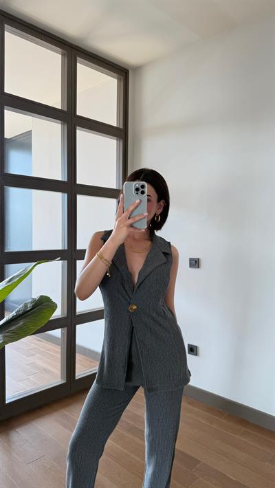 Füme Gold Detaylı Gofre Takım