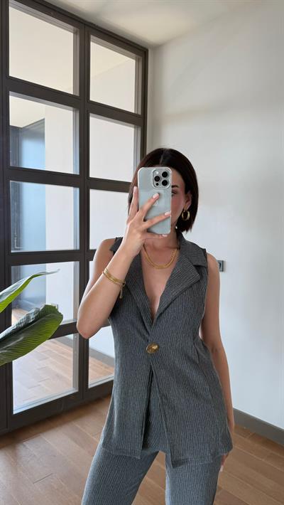 Füme Gold Detaylı Gofre Takım